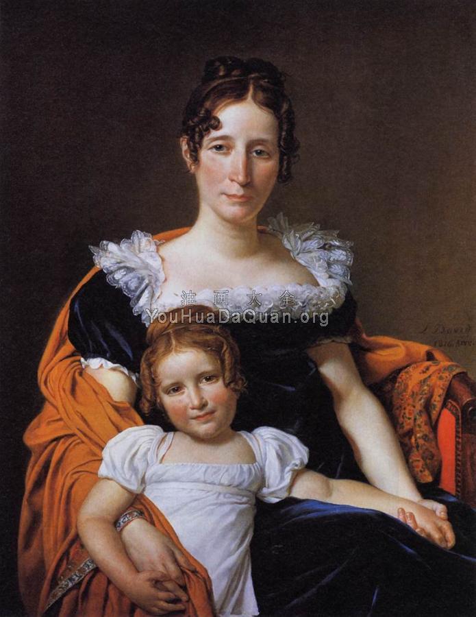 Portrait of the Comtesse Vilain XIIII and her Daughter - 雅克-路易·大卫